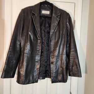 Jones NY Black Leather Womens Jacket Sz Small